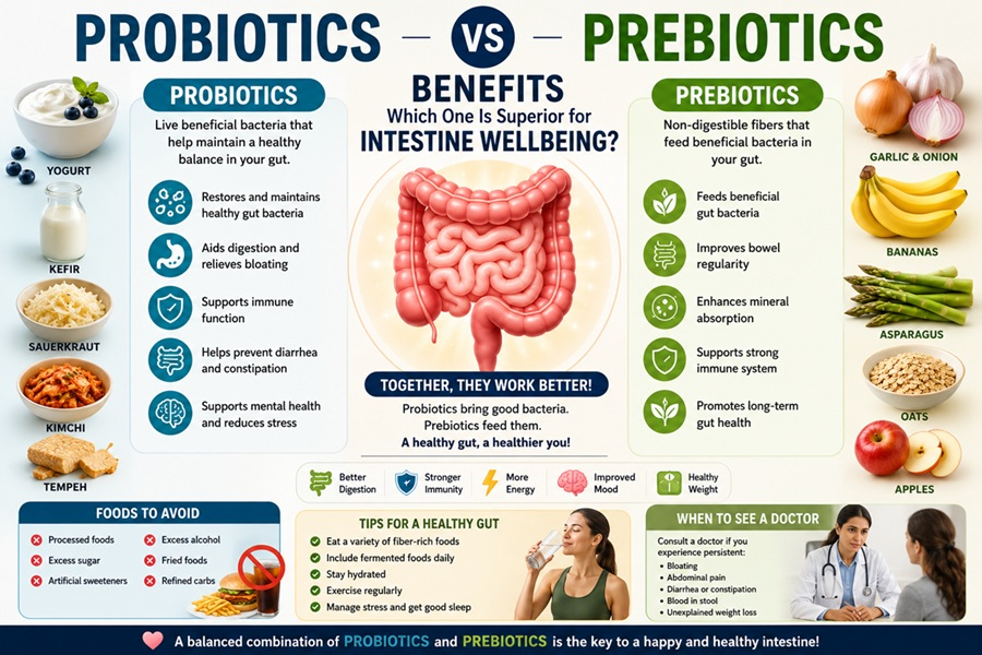 probiotics vs prebiotics benefits