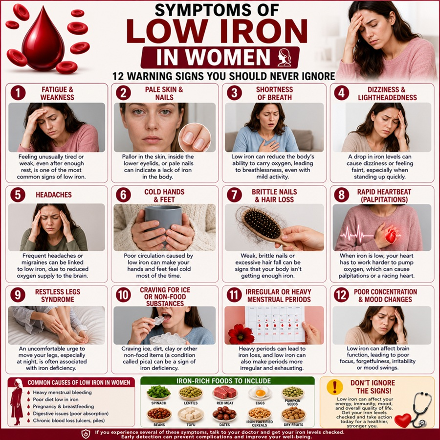 symptoms of low iron in women